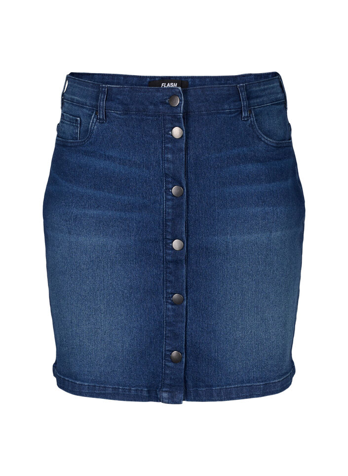 FLASH - Denim skirt with button closure, Blue, Packshot image number 0