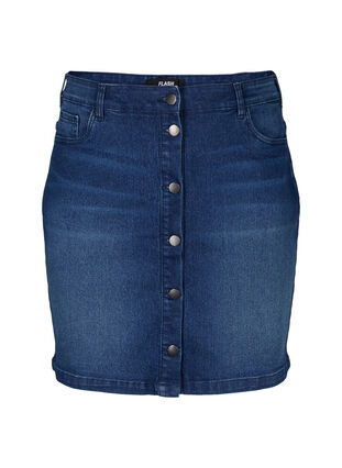 FLASH - Denim skirt with button closure, Dark Blue Denim, Packshot image number 0