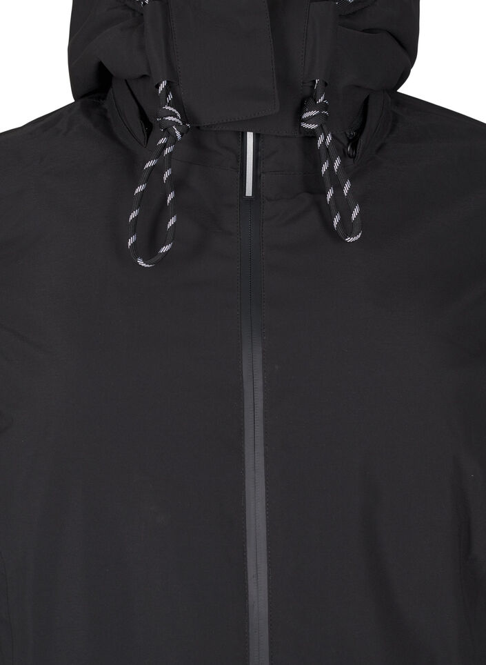 Practical winter jacket with hood and pockets, Black, Packshot image number 2