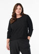 Long-sleeved blouse with floral texture, Black, Model image number 0