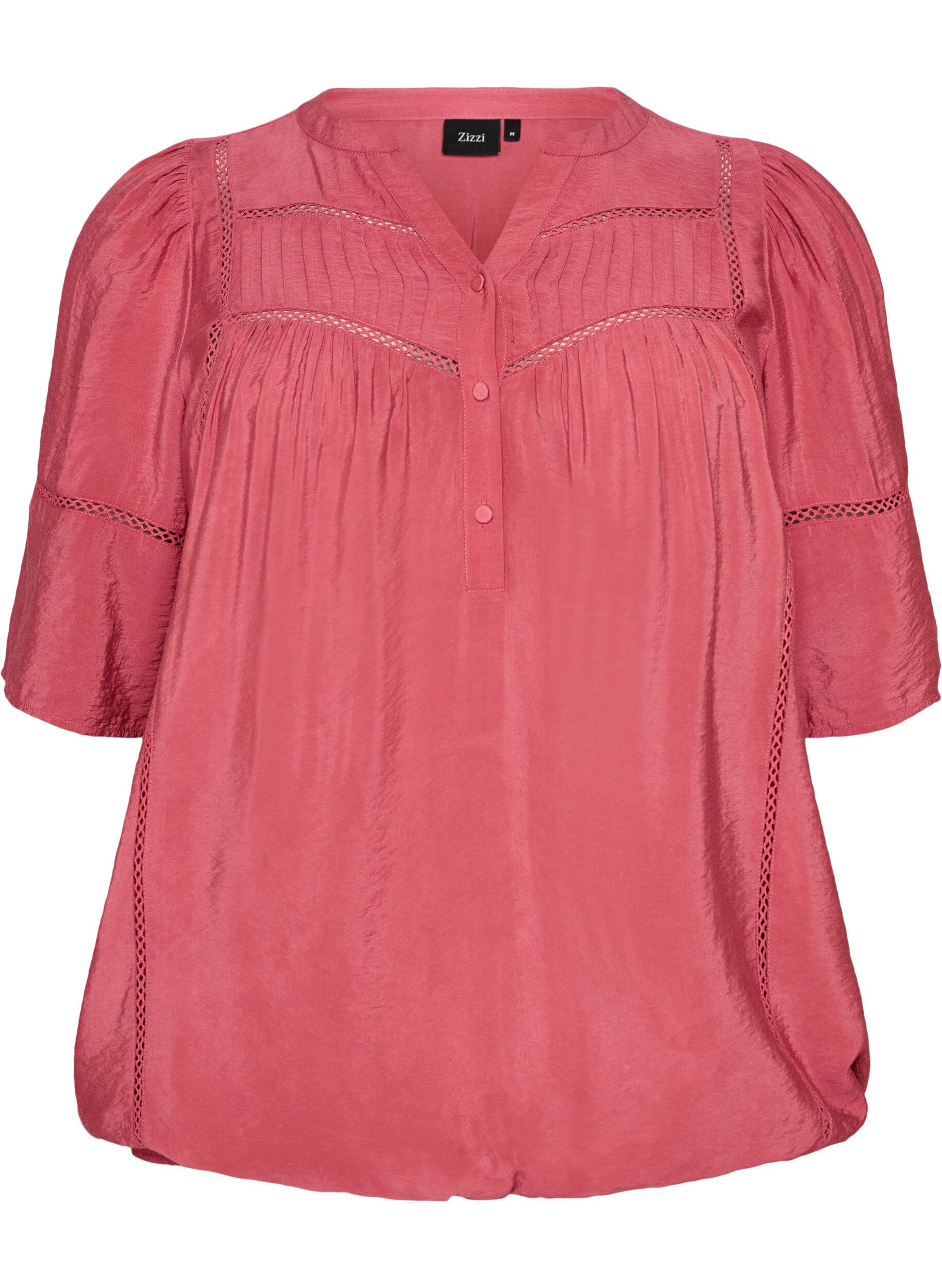 ZizzifashionViscose blouse with pintucks and balloon effect, Rose, Packshot image number 0