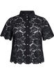 Lace shirt blouse with pearl buttons, Black, Packshot image number 0