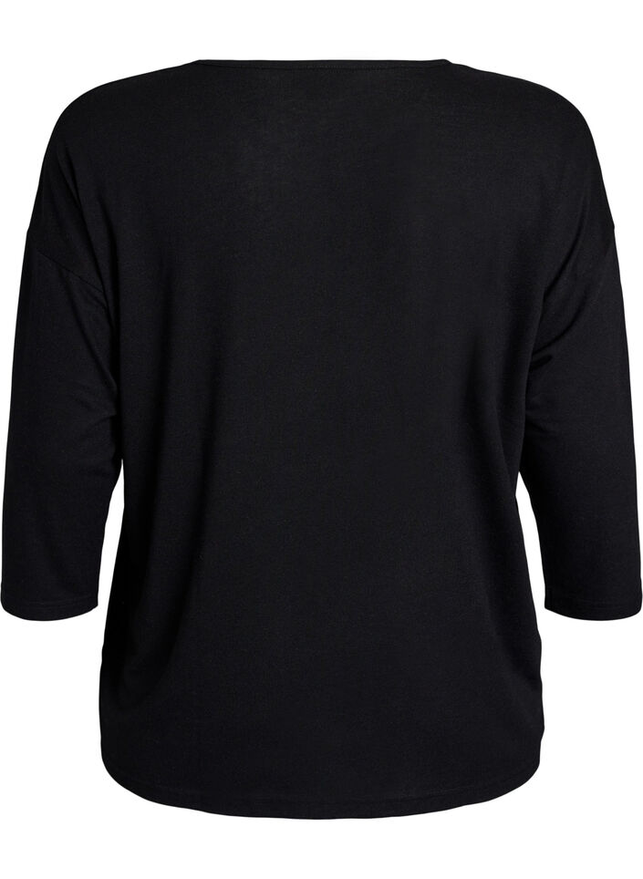 Jersey blouse with 3/4 sleeves, Black, Packshot image number 1