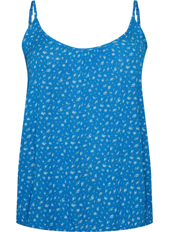 Strap top in viscose, Blue, Packshot image number 0