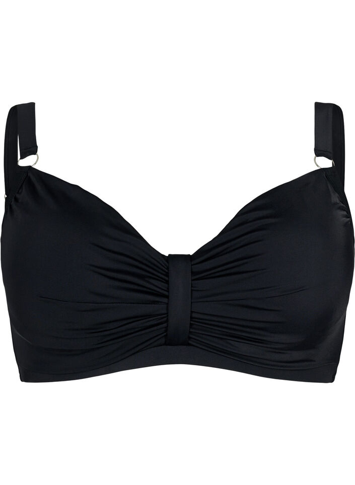Underwire bikini bra with draping, Black, Packshot image number 0