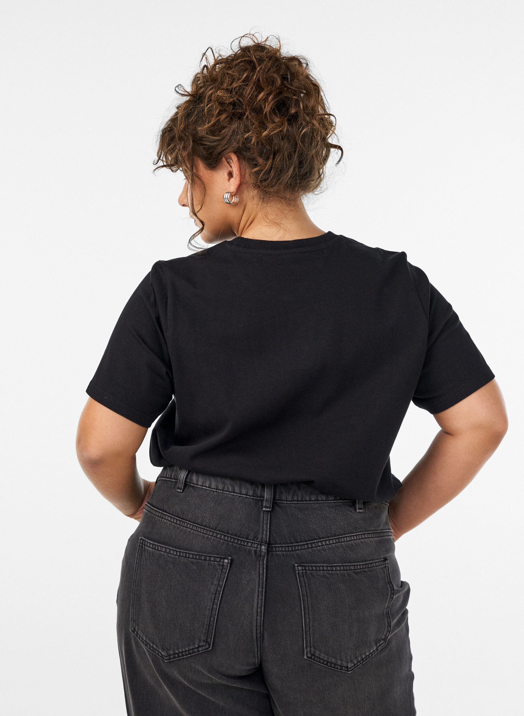 ZizzifashionCotton T-shirt with text print, Black, Model image number 2