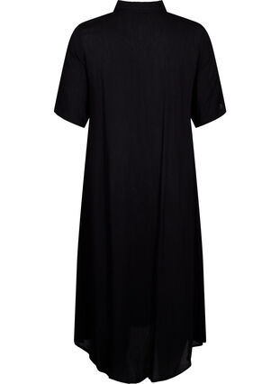 Viscose shirt dress with short sleeves, Black, Packshot image number 1