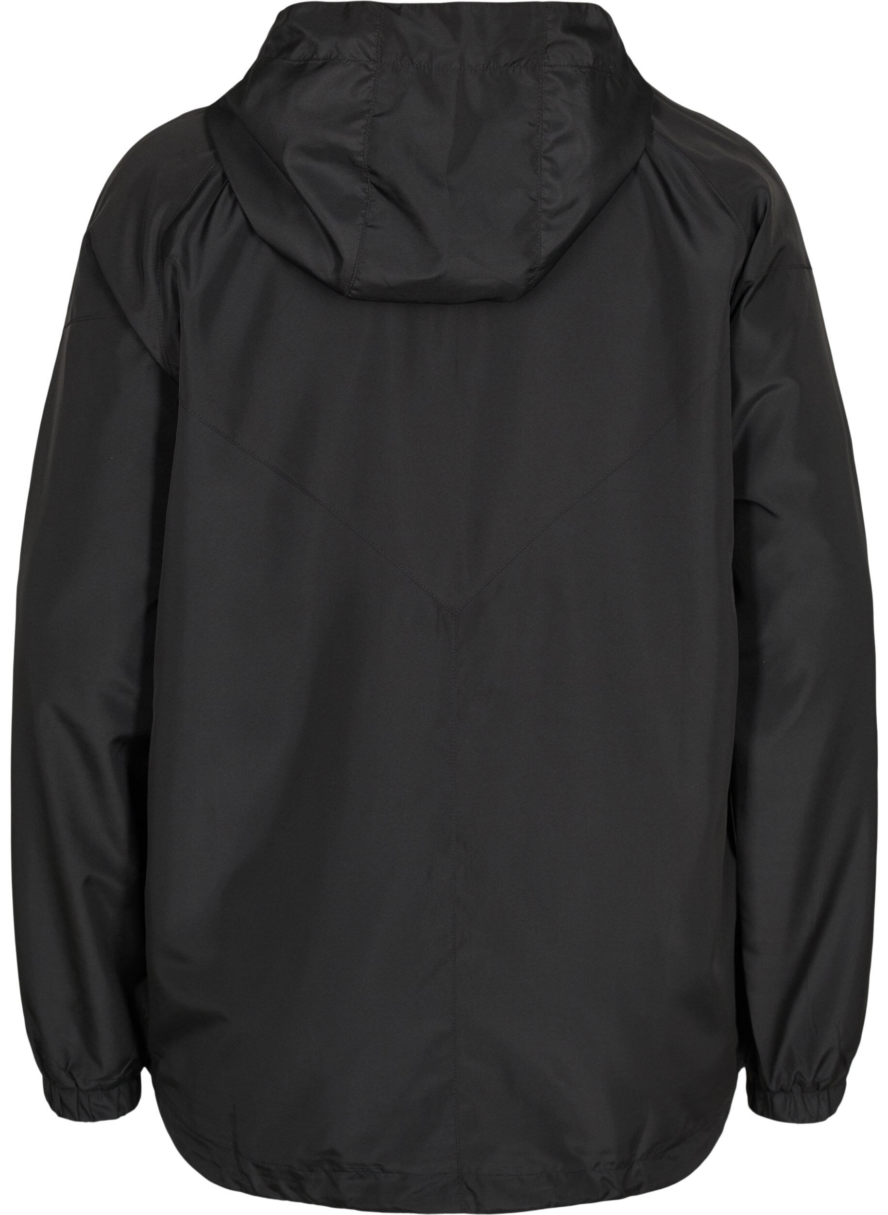 Zizzifashion Short jacket with hood and adjustable bottom hem, Black, Packshot image number 1
