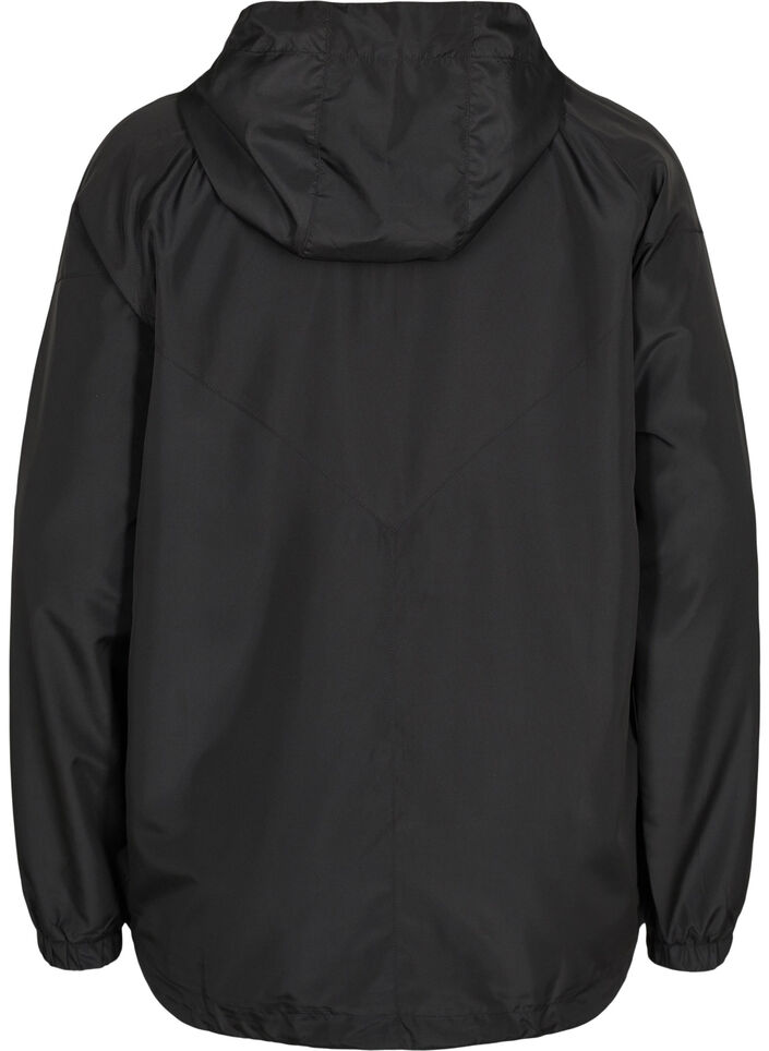 Short jacket with hood and adjustable bottom hem, Black, Packshot image number 1