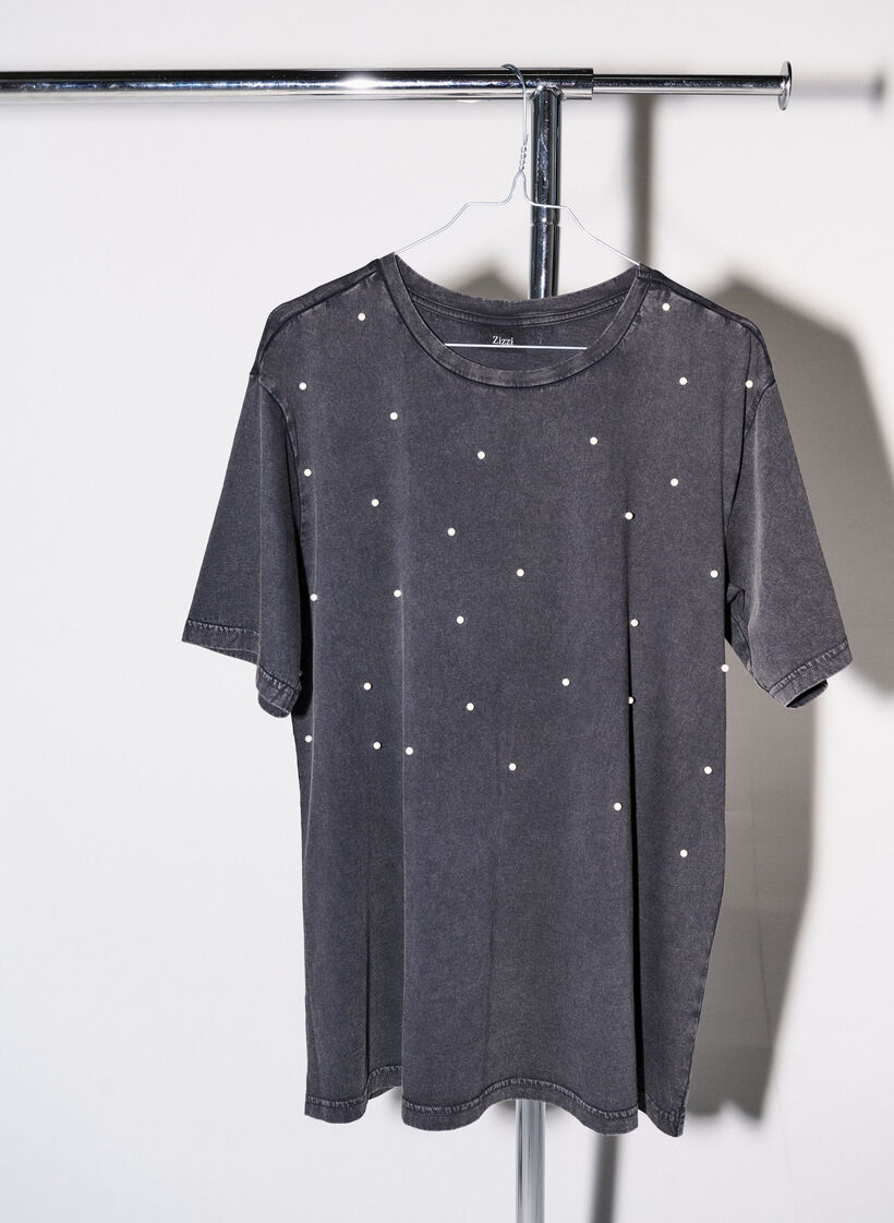 T-shirt with pearls, Grey washed, Image image number 0
