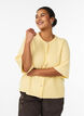 Short-sleeved knit cardigan with shiny ball buttons, Yellow, Model image number 0