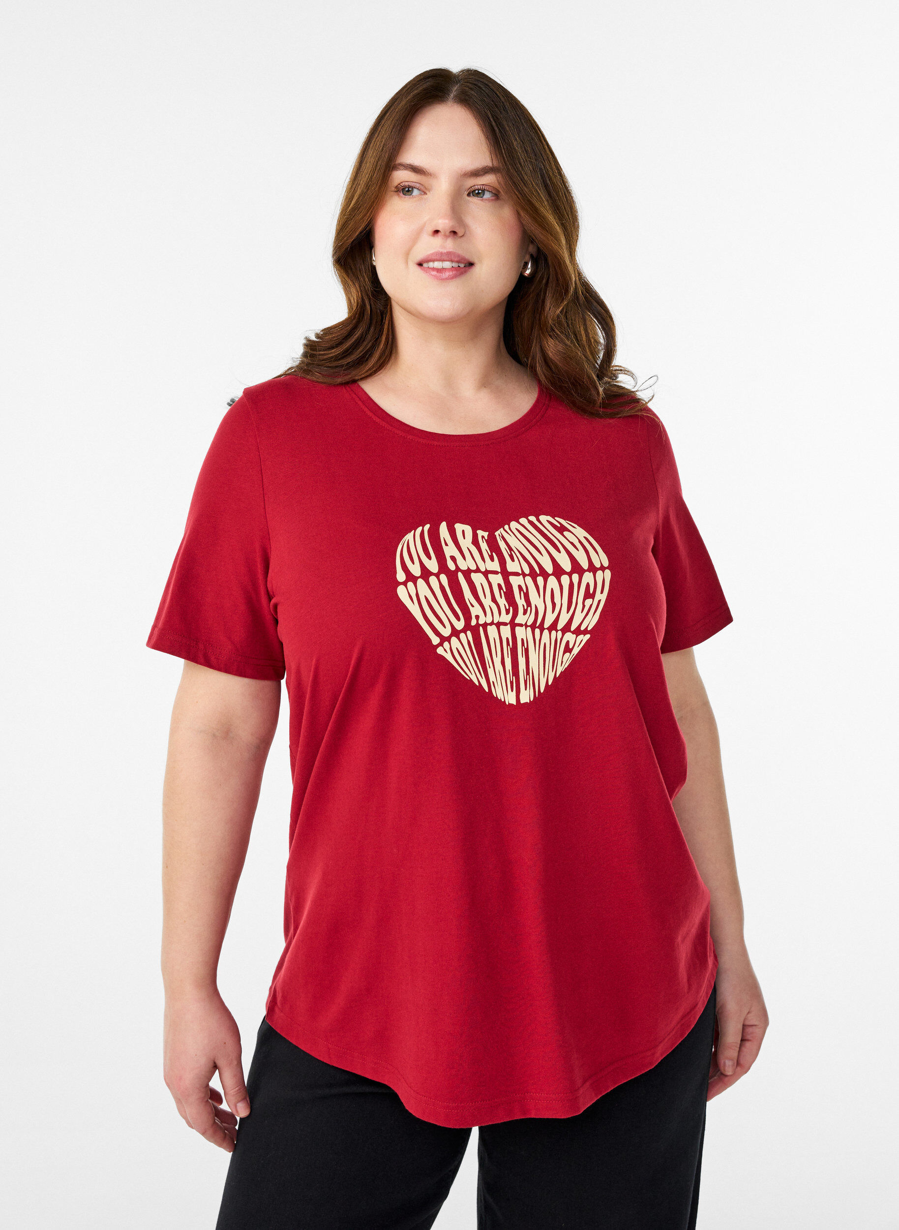 T-shirt with motif, Red, Model