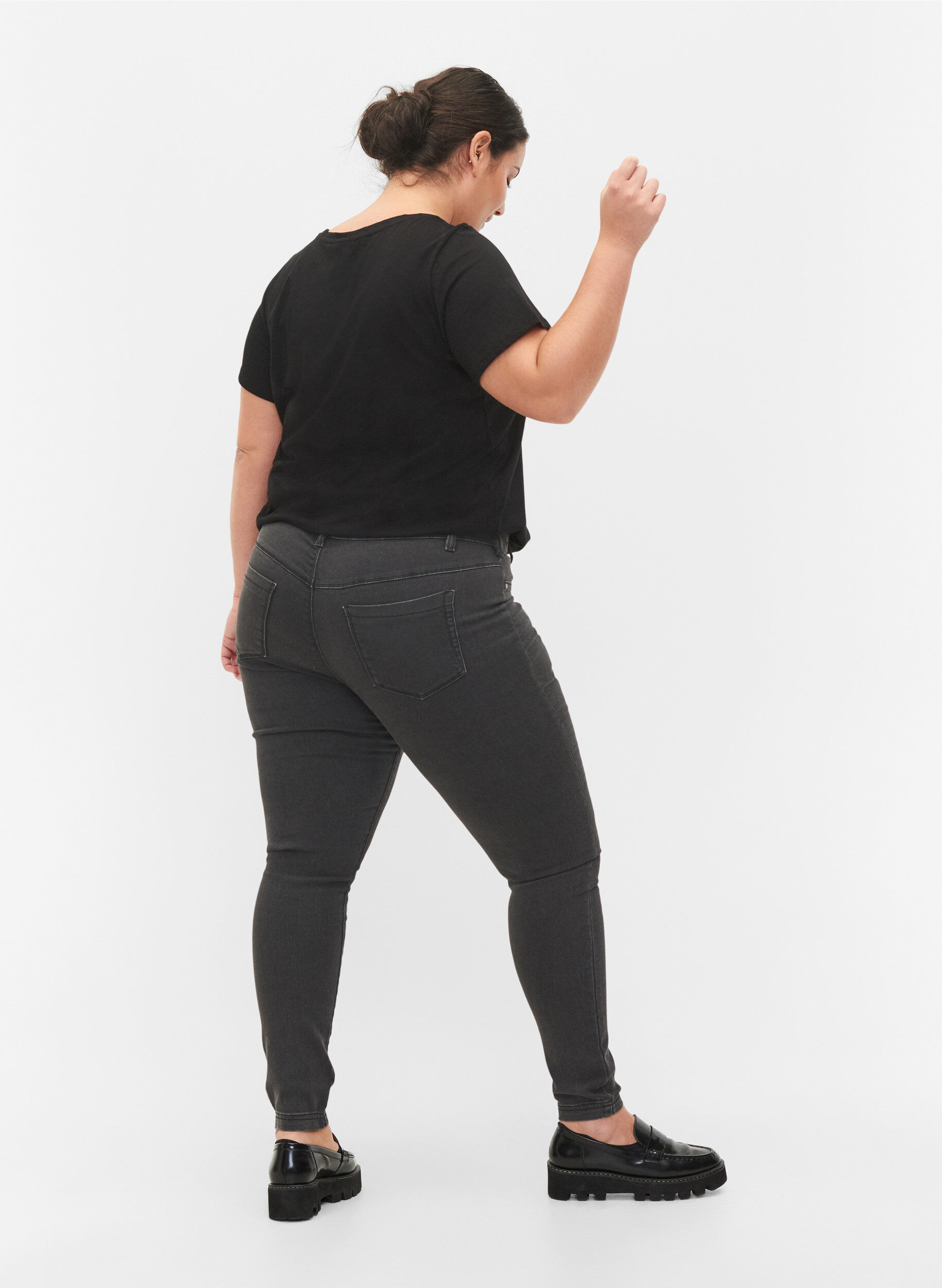 Zizzifashion Jeggings in cotton blend, Grey Denim, Model image number 1