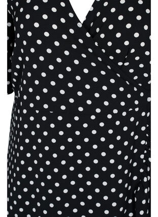 Printed short-sleeved wrap dress, Black Dot, Packshot image number 2