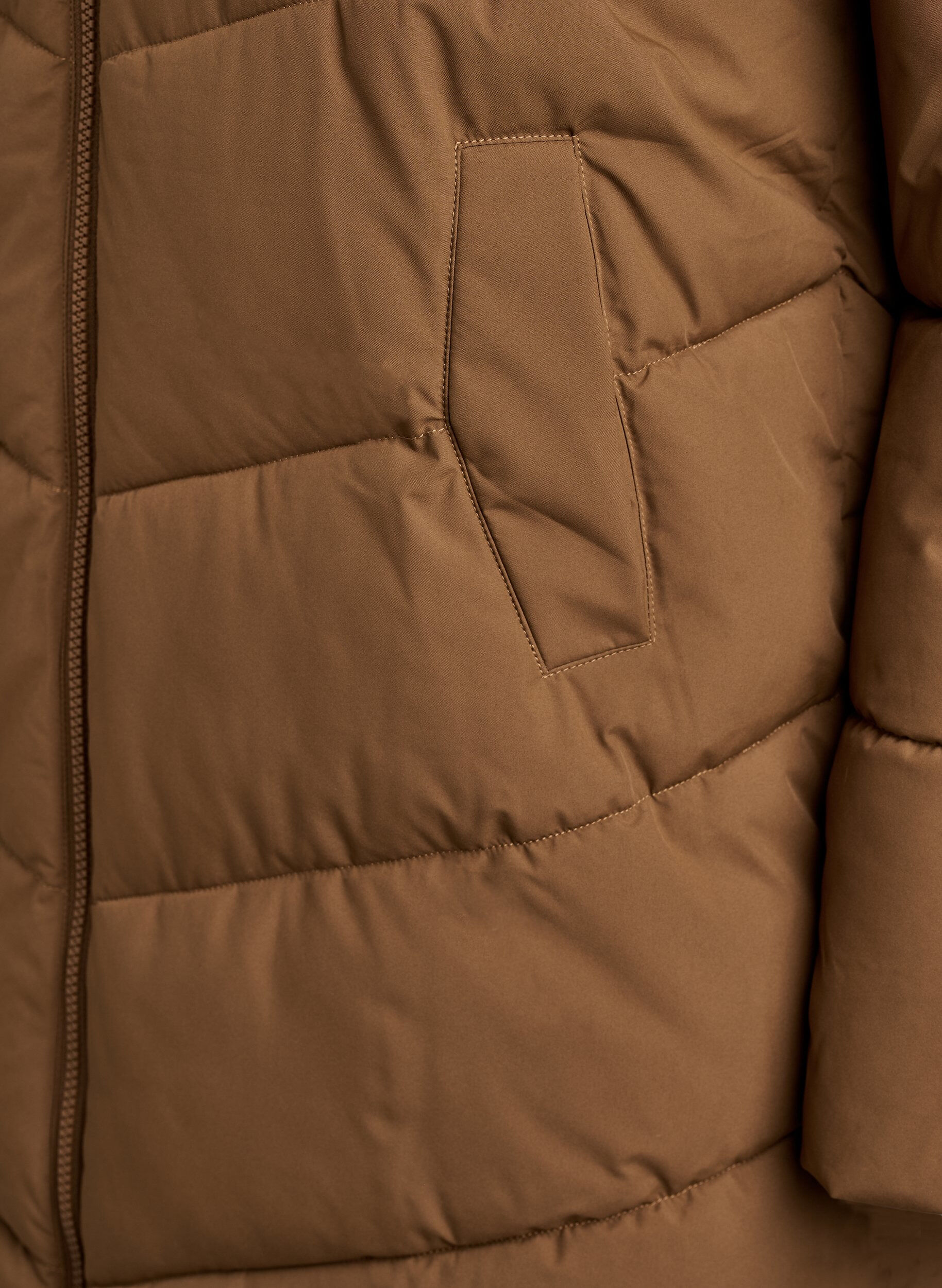 ZizzifashionMid-length puffer jacket with hood, Brown, Packshot image number 3