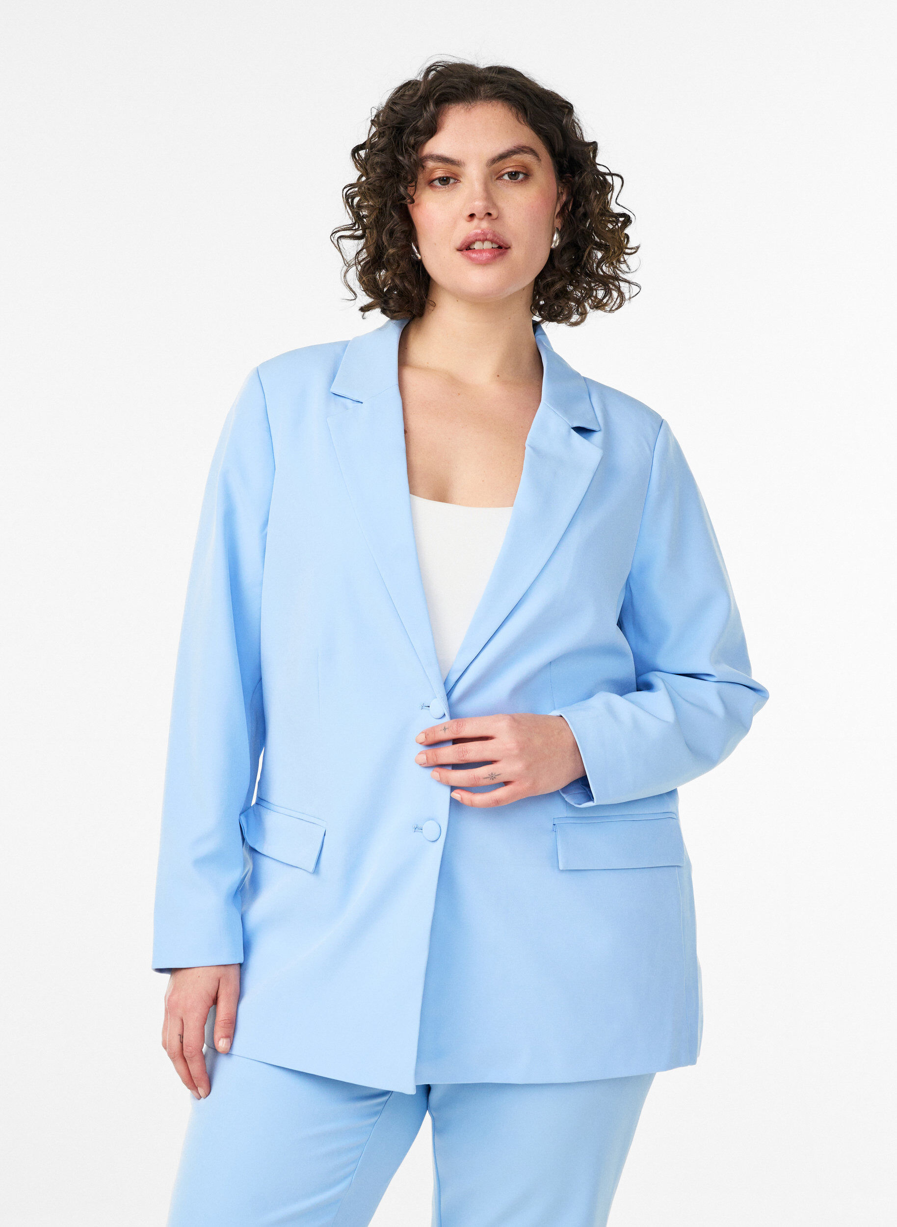 Classic blazer with button fastening, Light Blue, Model