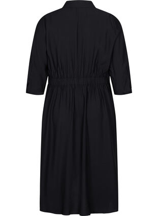 Viscose wrap dress with 3/4 sleeves, Black, Packshot image number 1