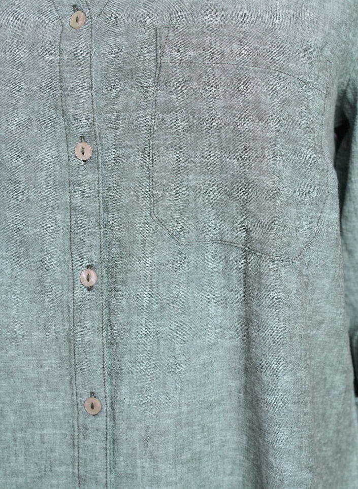 Shirt in linen and viscose with 3/4 sleeves, Green, Packshot image number 2