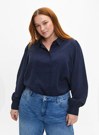 Long-sleeved shirt in TENCEL™ Modal, Navy Blazer, Model