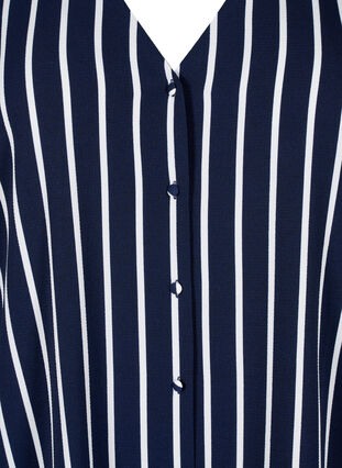 Shirt blouse with v-neck and print, Maritime Blue Stripe, Packshot image number 2