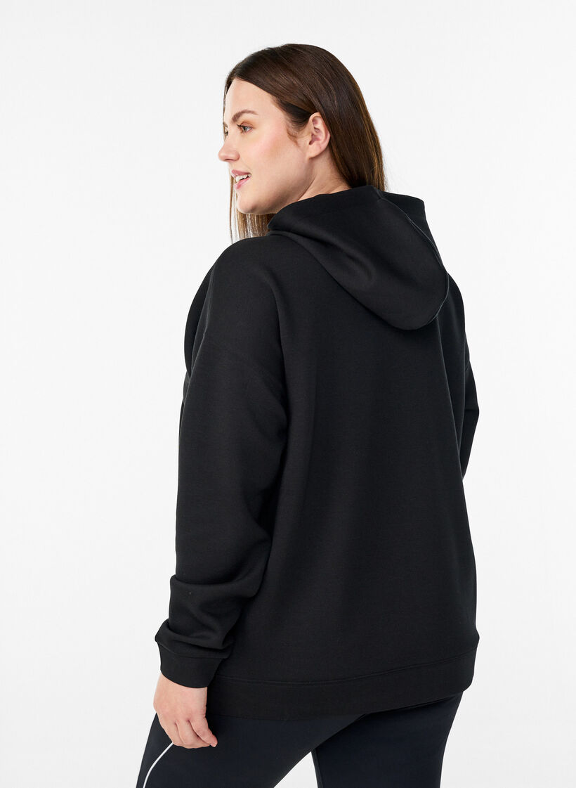 Scuba hoodie with zip and pockets, Black, Model image number 2