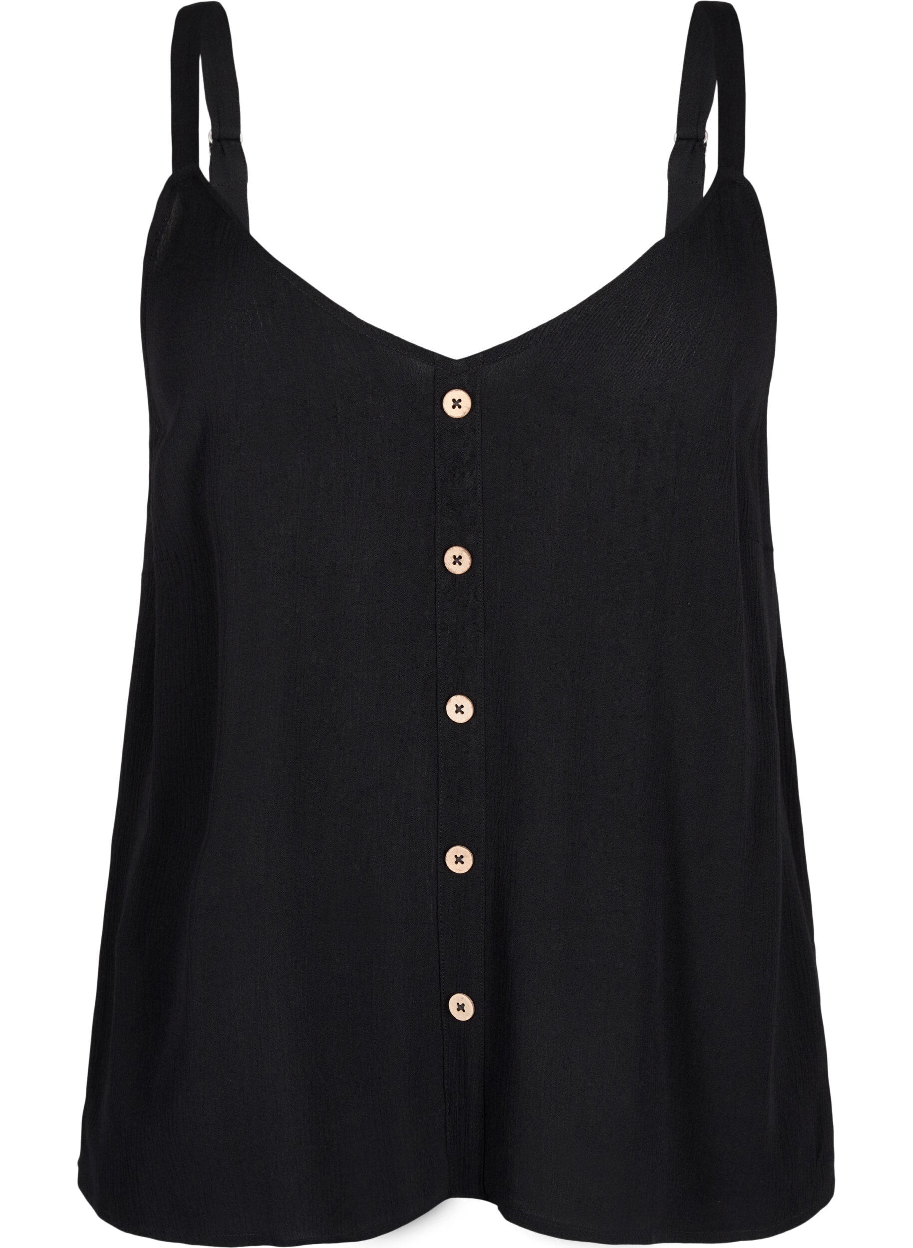 Zizzifashion Viscose top with narrow straps, Black, Packshot image number 0