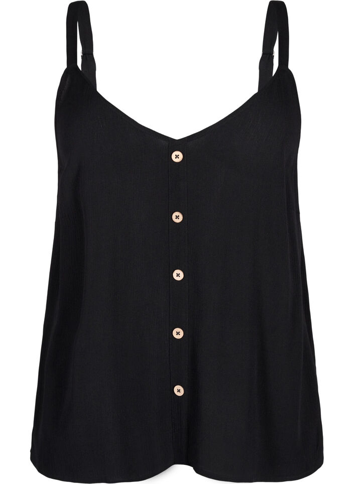Viscose top with narrow straps, Black, Packshot image number 0