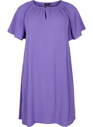 Short-sleeved viscose dress, Passion Flower, Packshot image number 0