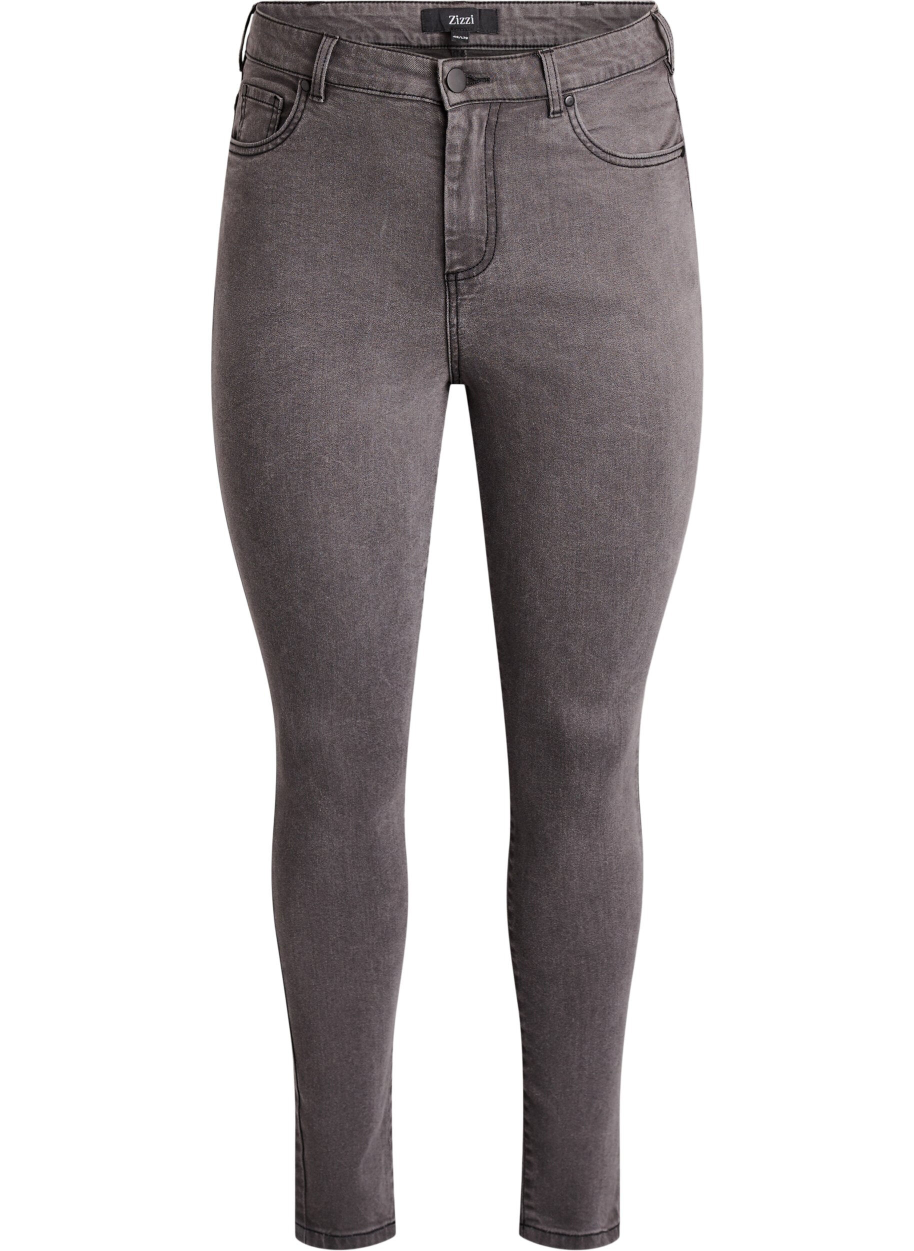 Zizzifashion Amy high-waisted super slim fit jeans, Grey, Packshot image number 0