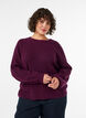 Ribbed jumper with balloon sleeves, Purple, Model image number 3
