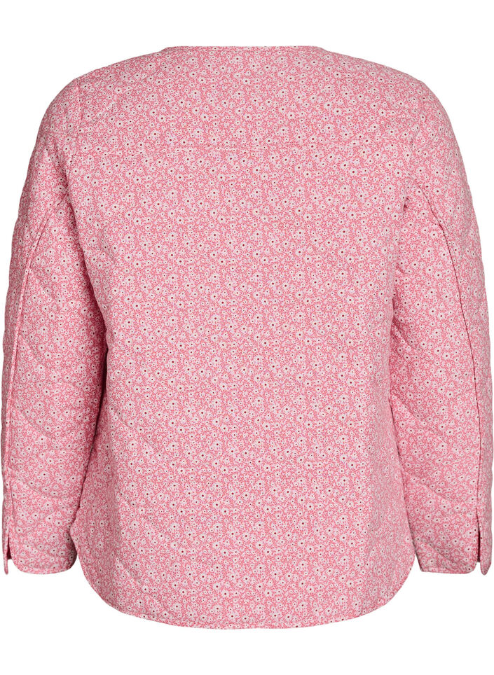 Lightweight quilted jacket with floral print, Rose, Packshot image number 1
