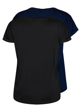 2-pack short-sleeved t-shirts, Black / Navy Blazer, Packshot image number 1