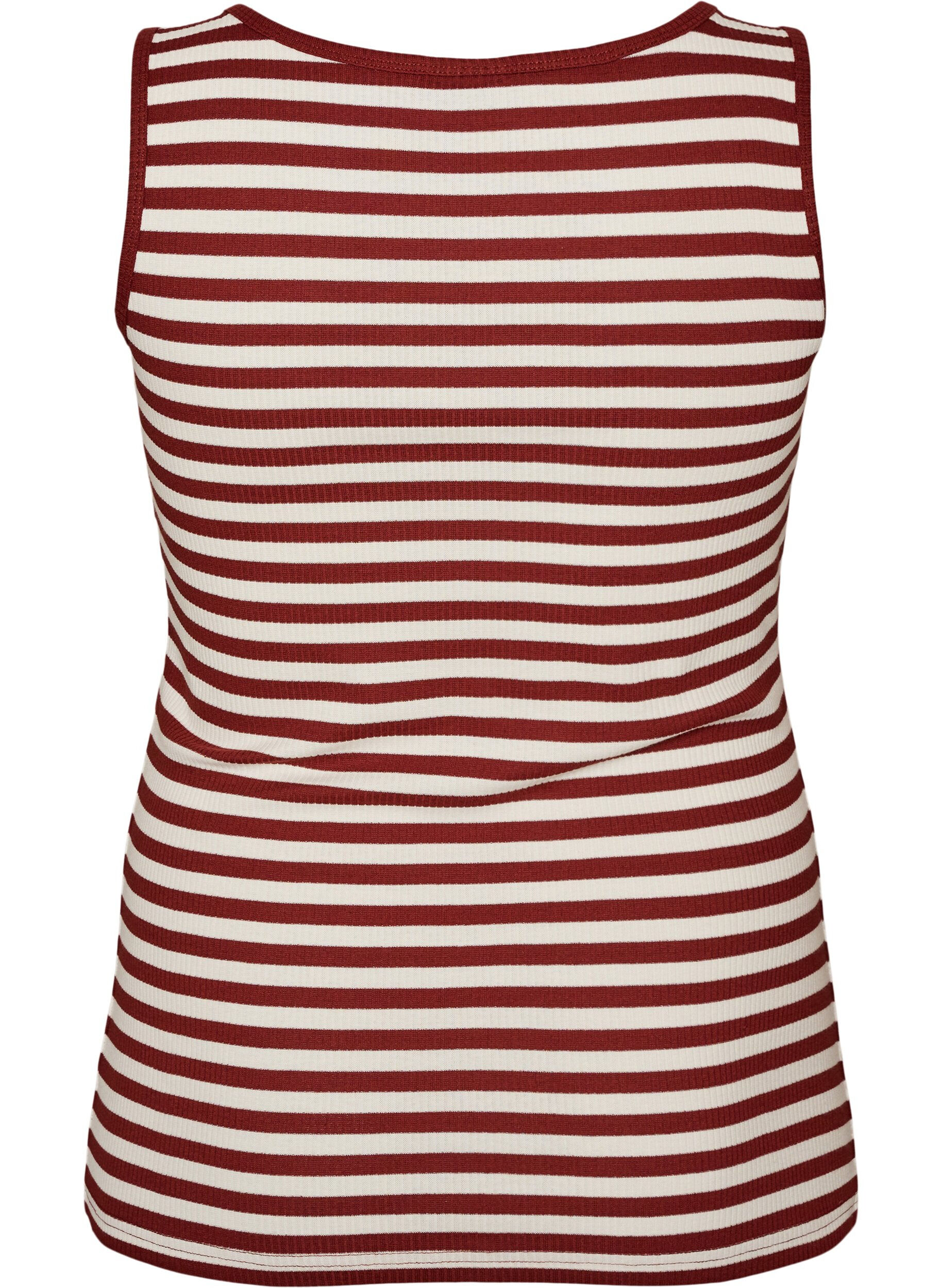 ZizzifashionStriped tank top with a rib structure, Red, Packshot image number 1