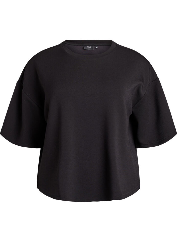 Short loose-fit t-shirt in a modal blend, Black, Packshot image number 0