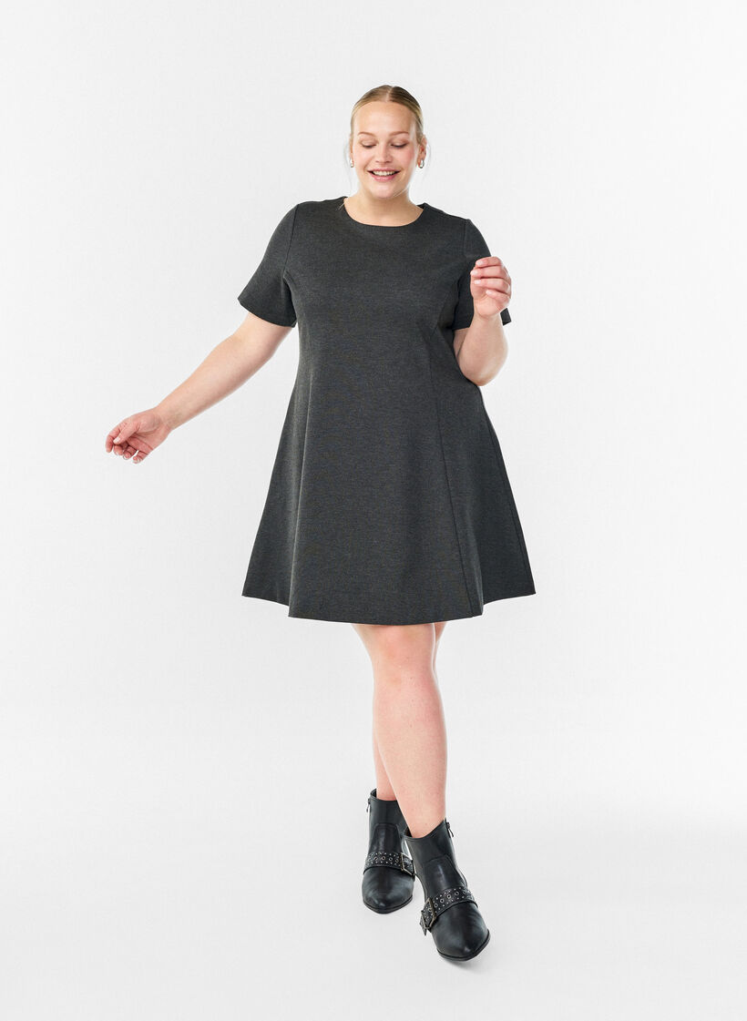 Short A-line jersey dress, Dark Grey, Image image number 0