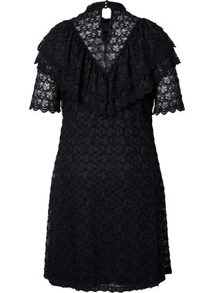 Lace dress with 2/4 sleeves, Black, Packshot image number 1
