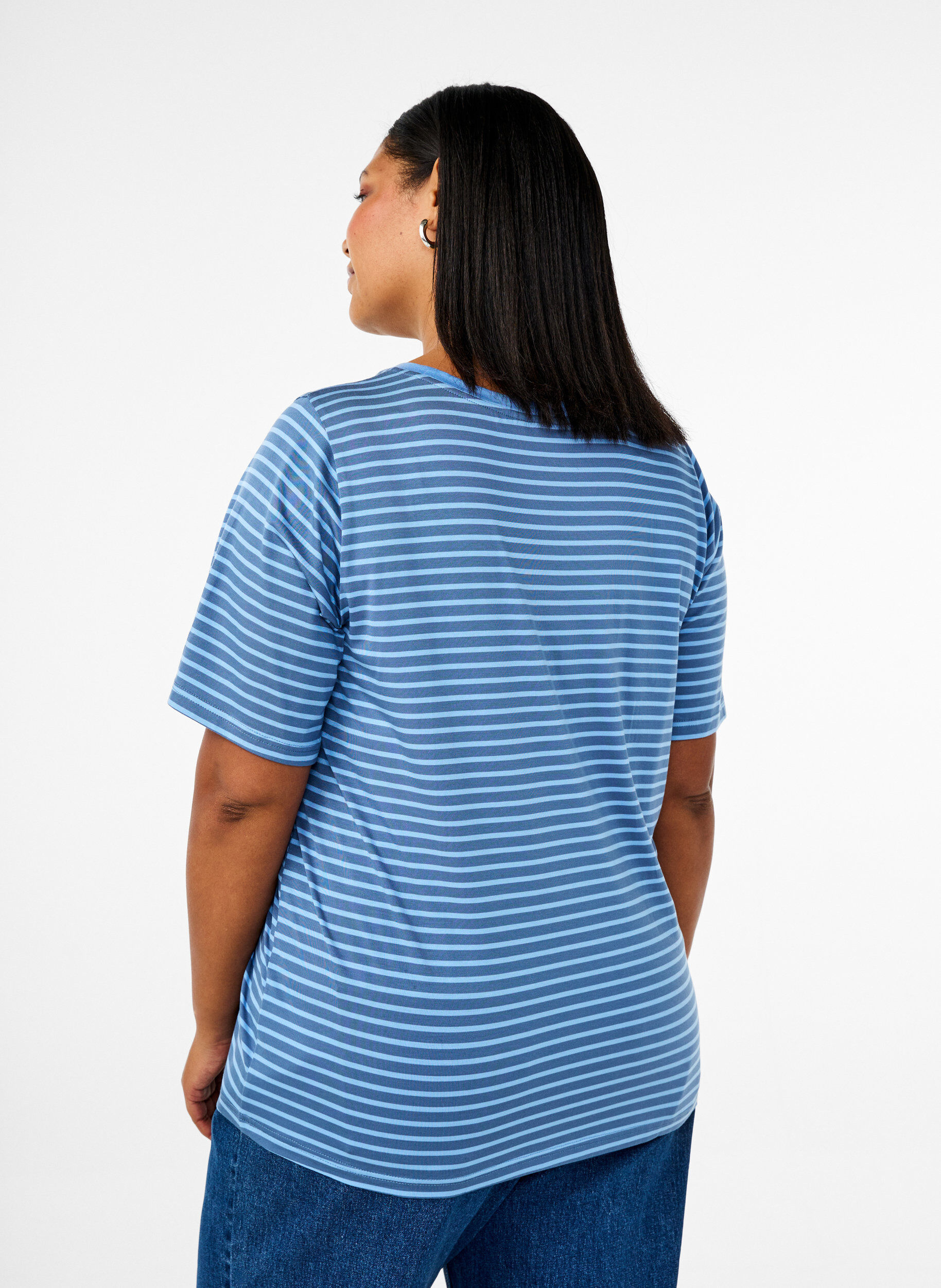 Zizzifashion T-shirt with TENCEL&trade; Lyocell and stripes, Blue, Model image number 2