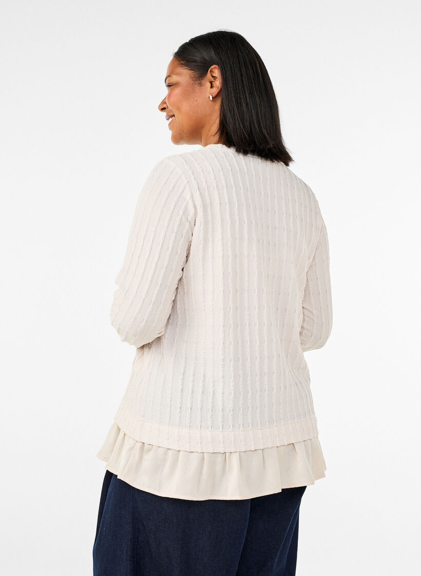 Structured blouse with ruffle hem, Vanilla, Model image number 2