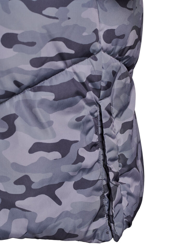 Long camouflage puffer jacket, Dark Grey, Packshot image number 4