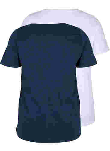 2-pack basic cotton t-shirt, Navy B/B White, Packshot image number 1