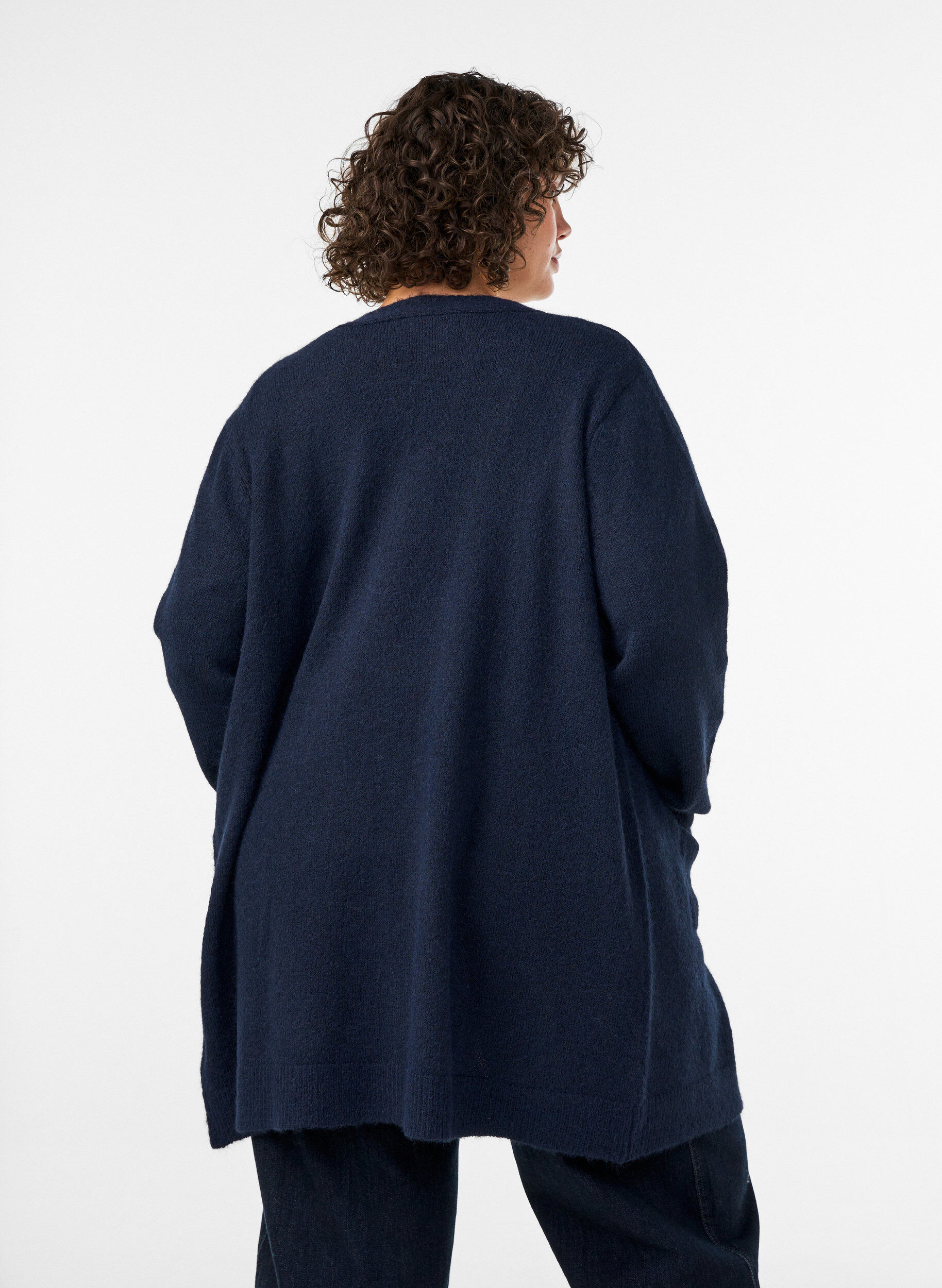 ZizzifashionLong cardigan with pockets, Blue, Model image number 2