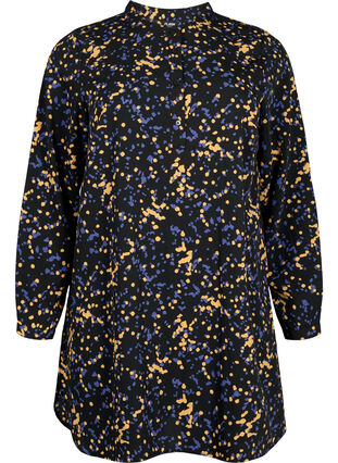 FLASH - Dotted tunic with long sleeves, Black Splash AOP, Packshot image number 0