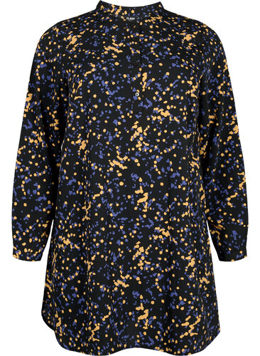 FLASH - Printed tunic with long sleeves, Black Splash AOP, Packshot image number 0
