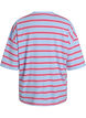 Oversized T-shirt with stripes and 1/2 sleeves, Light Blue, Packshot image number 1