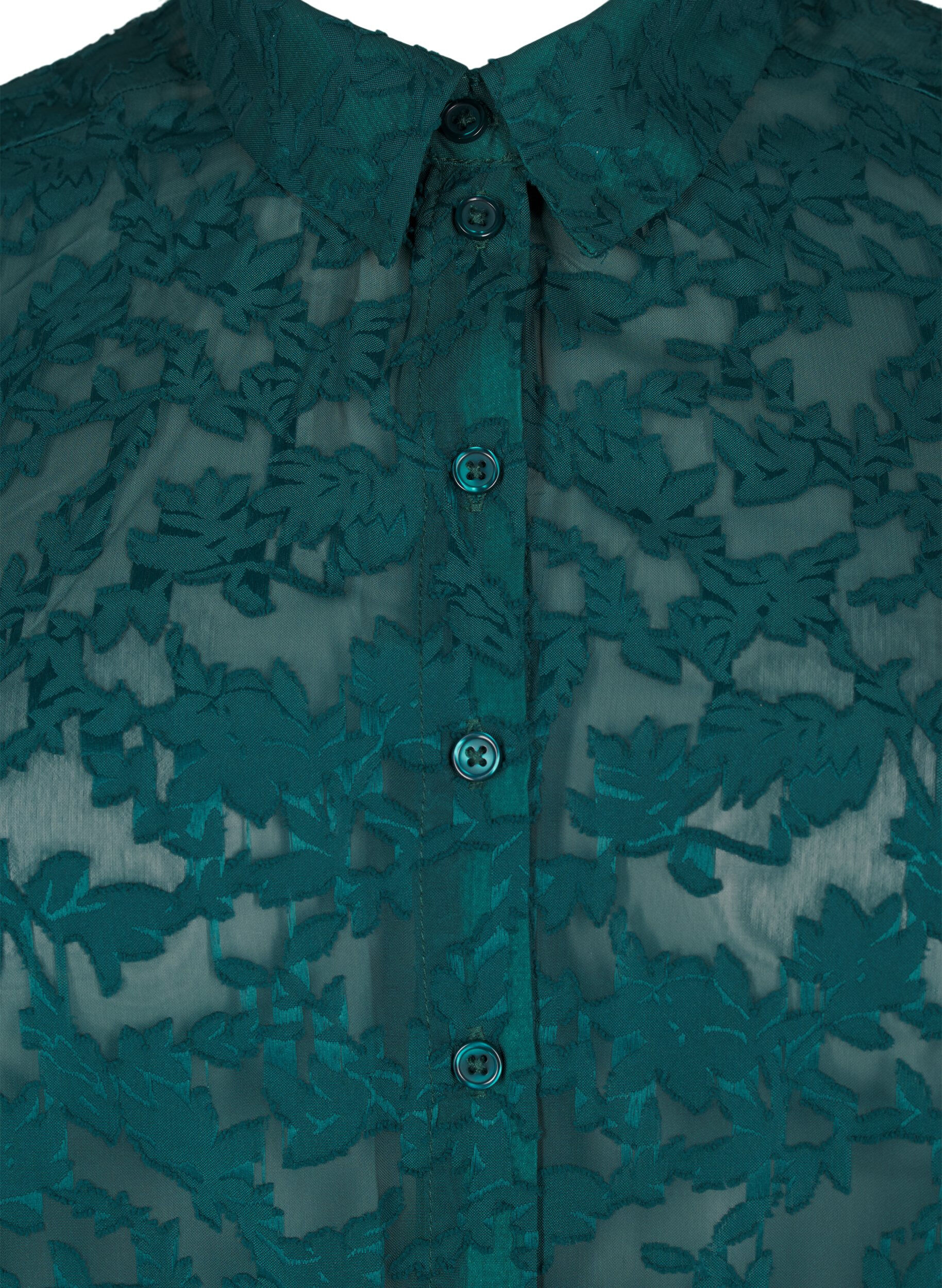 Zizzifashion Jacquard shirt with buttons, Rain Forest, Packshot image number 2
