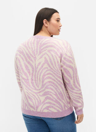 Knitted jumper with print, Lavender  Mel Comb., Model image number 1