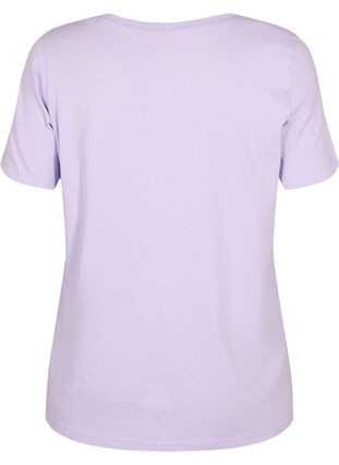 	 Short sleeve cotton t-shirt with print, Lavender W. Love, Packshot image number 1