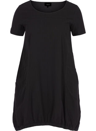 Short sleeve cotton dress, Black, Packshot image number 0