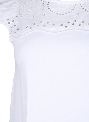 Organic cotton T-shirt with broderie anglaise, Bright White, Packshot image number 2