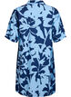 Knee-length dress with print and V-neck, Blue, Packshot image number 1